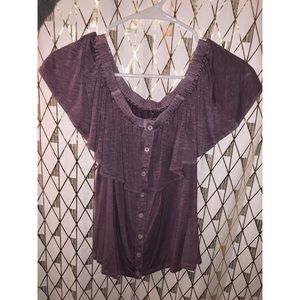 Off the shoulder button down shirt